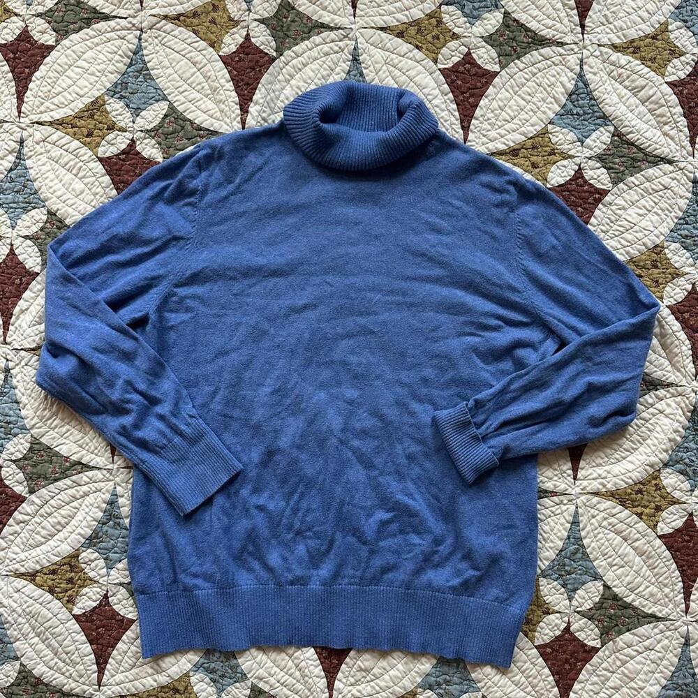 Blue L.L. Bean turtleneck sweater plus size 1X cozy winter closet staple